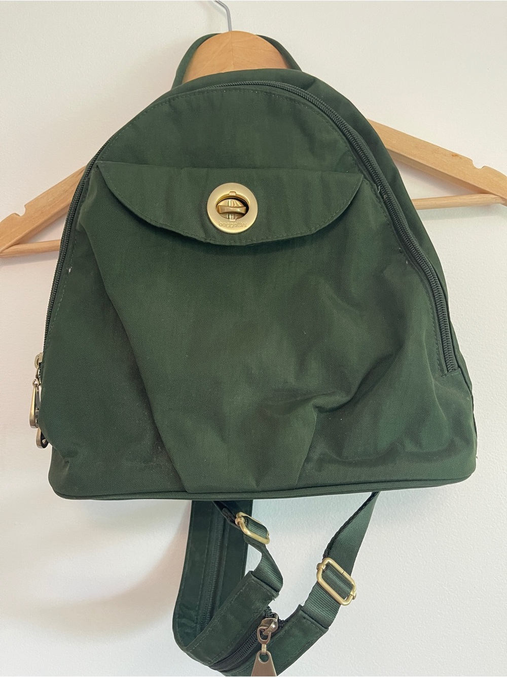 Baggallini Forest Green Backpack with Gold Hardware